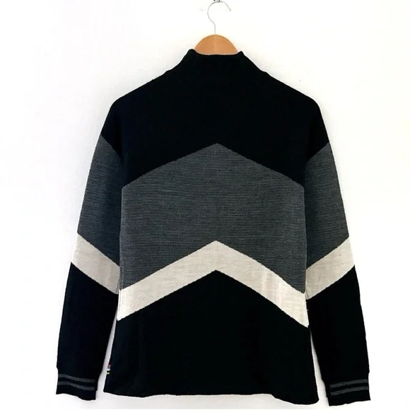 SmartWool Merino Wool Ski Sweater Cabincore Funnel Neck Large Black - Picture 7 of 12